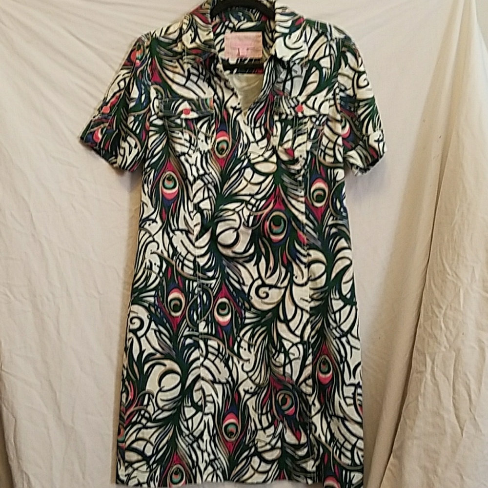 Final LILLY PULITZER peacock print shirt dress